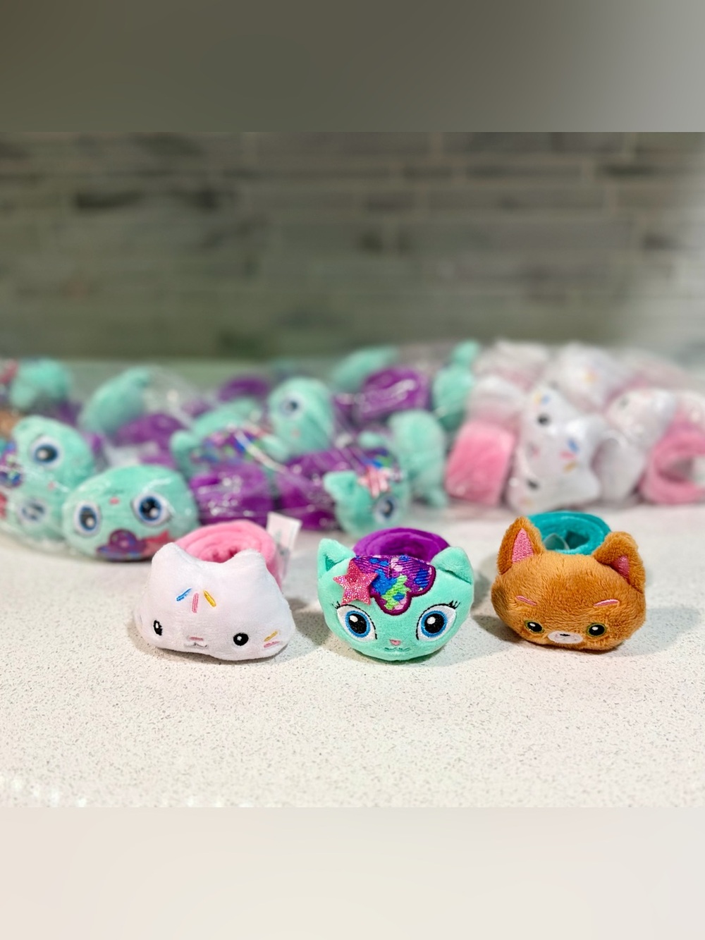 Gabby dollhouse Plush Animal Kids Hair Ties - Mint, Pink, Brown